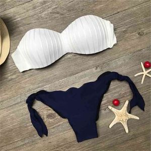 Skal form bikini solid bandage bikini set sexig baddräkt badkläder kvinnors simning kostym kvinnlig Biquini badande 210624