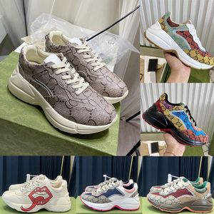 Rhyton Designer Buty Beige Men Treners Vintage luksus Chaussures Dams Fashion Sneakers Fala usta Sneaker Rozmiar 35-46