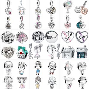 New Boy Girl Family Tree House Foglia Mano nella mano Perline fai da te Adatto per bracciale Pandora Cinturino in argento Regalo gioielli da donna