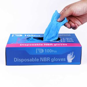 100PCS Engångs nitrilexamen Handskar Anti-Slip Pulver Free Non Latex Non Vinyl One Time Gloves Latex Deschable 210622