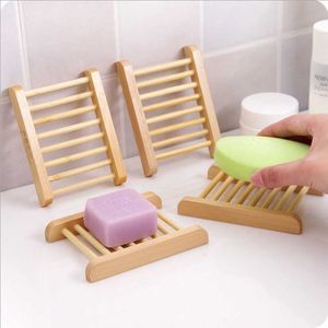 Plato de jabón de madera natural Accesorios de baño de ducha simple sin punzonado Estante de drenaje Artículos para el hogar al por mayor en venta
