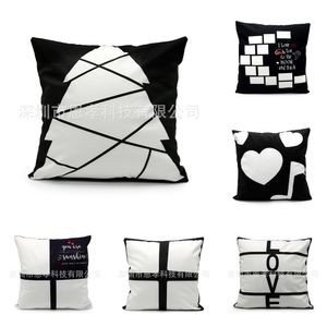 7 Designs Blank Sublimation Pillow Case Throw Cushion Covers Thermal Heat Printing Pillowcases DIY Christmas Home Sofa Party Ornament Gift Decoration H72LA6Y