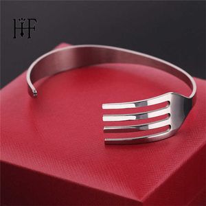 Hip Hop Männer Rock 4 Farben Gabel Löffel Armbänder Edelstahl Armbänder Armreifen für Männer Frauen Manschette Armbänder Punk Schmuck Q0719