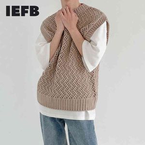 IEFB вязаный жилет мужской круглый шеи красивый свитер жилет корейская тенденция серая уличная одежда мужская одежда мода 9y7574 210524