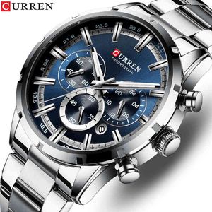 CURREN Watches Men Casual Sport Mens Watch Waterproof Stainless Steel Wristwatch Big Dial Quartz Clock Relogio Masculino 210517