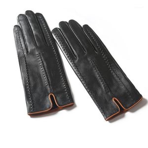 Five Fingers Gloves Ladies Sheepskin Leather Winter Warm Plus Velvet Spring Autumn Driving SP04