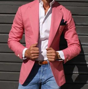 2017 neueste Mantel-Hose Designs Heißer Rosa Blazer Casual Männer Anzug Mode Jacke Benutzerdefinierte Anzüge Dünne Bräutigam Smoking Terno masculino X0909