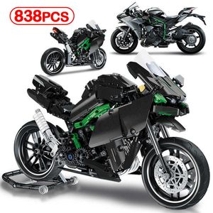 City Creator Technical off-road Kawasaki Motorbike MOC Model Building Blocks Racing Car Motorcycle Bricks Toys for Children Boys X0902