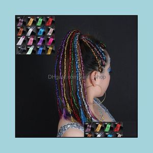 Braiders Cura dei capelli Strumenti per lo styling Prodotti Tinsel Sparkle Sintetico 93Cm Holographic Glitter Colorf Estensione laser Seta dorata Bing Drop Del