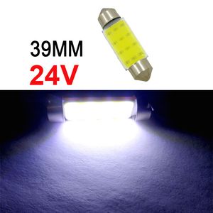 50st White Festoon LED COBLALBS 39mm bilkula för Auto Dome Map Reading Aparts Plate Lights 24V