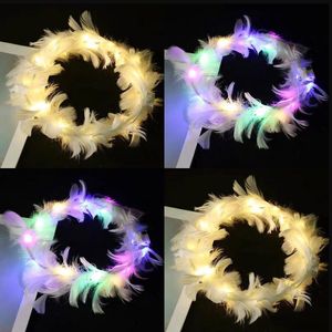 LED Leuchtender Federkranz Stirnband Haarband Girlanden Mädchen Leuchtender Haarkranz Party Hochzeit Brautjungfer Geburtstagsgeschenke