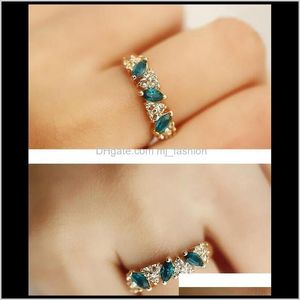 Pierścienie zespołu JewelryMereMerald Fashion Sweet Flash Diamond Ring Japonia i Korea Południowa Drop Dostawa 2021 Odl2Z