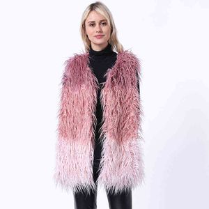 Fur Imitation Fur Coat Kvinnor Medium Long Radish Silk Vest 211207