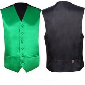 Grön Silk Satin Suit Vest Men Vår Ärmlös Waistcoat Mens Casual Party Bröllop Formell Tuxedo Klänning Västar Gilet 210522