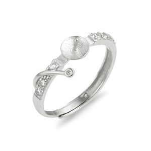 Montature per anelli vuoti Anelli a fascia con zirconi in argento sterling 925 Gioielli Perla d'acqua dolce Semi-montatura 5 pezzi