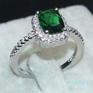 Promocja 925 Silver Ring Element Diamond Emerald Gem Pierścień Damska Biżuteria Zaręczyna Nowość