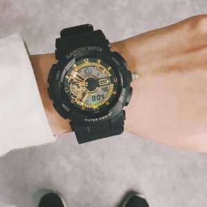 Wristwatches Ulzzang Multifunction Electronic Sport Watch Men Woman Waterproof Silicone Student Watches Ladies Big Dial Wristwatch Clock Mal