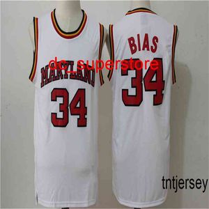 100% Zszyty 34 Len Bias Maryland Koszykówka Jersey Mens Kobiety Młodzież Numer niestandardowy Nazwa Koszulki XS-6XL