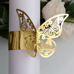 Wedding Decorations 50pcs 10 Colors Butterfly Style Laser Cut Paper Rings Napkins Holders Hotel Birthday Wedding Xmas Party Favor Table Decoration