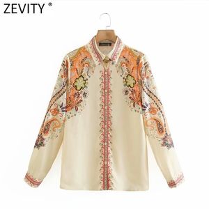 Women Vintage Position Totem Flower Print Chiffon Smock Blouse Office Lady Breasted Shirt Chic Business Blusa Tops LS9025 210420