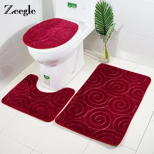 3D 양각 욕실 카펫 미끄럼 방지 매트 화장실 러그 3pcs 욕실 바닥 매트 샤워 룸 목욕 매트 세트 목욕 러그 210401