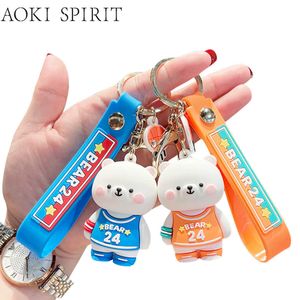 Cartoon Cute Sports Bear Brelok Kreatywny Moda Stereo Wisiorek Mężczyźni I Kobiety Biżuteria Telefon Komórkowy Torba Samochód Brelok Zabawa Prezent G1019