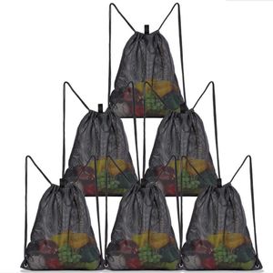 Home Storage Bags Reusable Shopping Bag Fruit Vegetables Grocery Shopper Tool Mesh Fabric Drawstring Sack CGY190