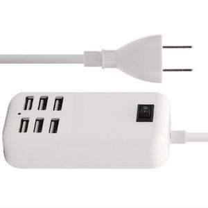 6 Porty Splitter z przełącznikiem Zasilacz Zasilacz Adapter Hub USB Desktop Ścienny Rozszerzenie Outlet W V EU US Plug