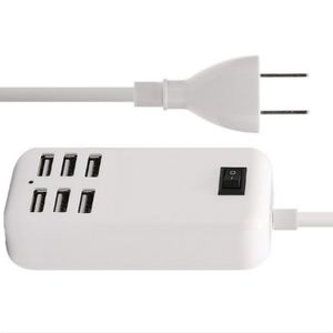 6 Portar Splitter med switcher AC Extern nätadapter USB Hub Desktop väggladdning Extensionsuttag 20W 5V EU US-kontakt