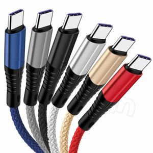 Tyg Nylon Type C USB C Micro USB kablar m m m A Strömkabel för Samsung S8 S10 S20 S21 Not HTC LG