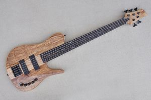 5 Strings ASH Body Electric Bass Guitar With Active Pickups, Frets Line,Black Hardware,Provide Customized Services