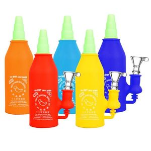 Cachimbos de água de 6,7 polegadas Cachimbos de silicone para água Reciclador removível Dab rig para fumar Bongos inquebráveis tipo reto