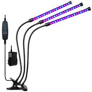 2021 LED Grow Light Full Spectrum Plant Lamp With Clip Dual Three Head Greenhouse Growing Flower Plant Lamp Dimmable Led Aquarium Lighting