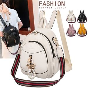 Tote Bags For Women Soft PU Leather Korean Version Kawaii Fashion Backpack Multi-purpose Small Crossbody Shoulder Bag 211215