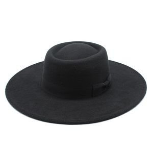 Vintage ull filt jazz fedora hattar män kvinnor klänning bred brim panama trilby gentleman formell cap svart gul röd rosa hatt c3