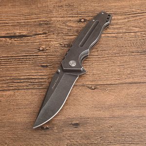 Specialerbjudande Assisted Fast Open Flipper Folding Knife 8CR13MOV Svart Stone Wash Blade Steel Handtag EDC Pocket Gift Knives