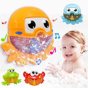 Baby Bath Toy Bubble Maker Swimming Bathtub Soap Machine Outdoor Blowing Frog&Crabs for Children With Music Water 210712