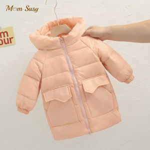 Baby Girl Boy White Duck Down Jacket Hooded Windbreaker Outwear Winter Child Thick Warm Coat Solid Color Baby Clothes 2-10Y H0909