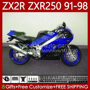 Kit corpo per KAWASAKI NINJA ZXR-250 ZX 2R 2 R R250 ZXR 250 ZXR250 1991 1992 1993 1994 1995 1996 1997 1998 85No.104 Nero blu ZX-R250 ZX-2R ZX2R 91 92 93 94 95 96 97 98 Carenatura