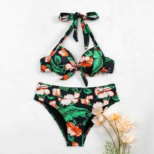 Plus Size Swimsuits para Mulheres Swimwear Feminino Terno de Banho Push Up Bikinis 2021 High Waisted Bikini Set Natação Terno Beachwear Y0820