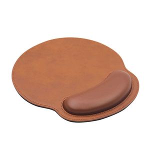 Läder Musmatta Armbandsupport Ergonomiskt minne Skum - Lätt Rest Nonslip Mousepad för hemkontor Laptop PC LJ201031