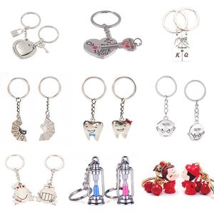 2 pcs casal chaveiro criativo dos desenhos animados cute panda amor lock keychain casamento para mulheres presente g1019