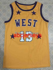 # 13 Wilt Chamberlain 1972 All Star West maglia da basket retrò gialla cucita personalizzata qualsiasi numero nome maglie Ncaa XS-6XL