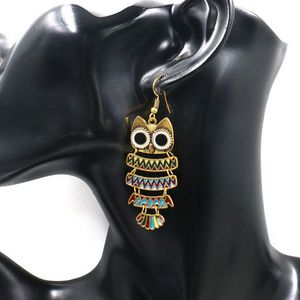 Cartoon Bird Owl örhängen Ancient Bronze Emamel Animal Hook Chandelier Dingle örhängen Ear Ring For Women Fashion Jewelry Will and Sandy