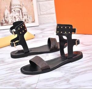 44k den senaste kvaliteten Dam Design sandaler Läder tjej Klänning Bröllop Sexig klack Dam skor mellanklackad sandal