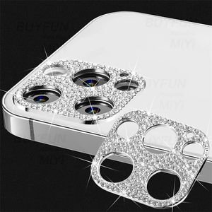 Casos protetor de lente de câmera de diamante para iPhone 13 12 11 pro máx x xs metal anel de proteção coque fundas