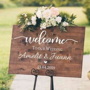 Welcome Wedding Sinal Adesivos de Parede Adesivos Mural de Vinil Decalagem do Decalque / Celebração / Batismo / Sinal de Aniversário Decoração de Casamento Decoração 210914