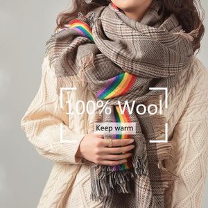 Sjaals echte wol vrouwen sjaal stal plaid voor winter warme vrouwelijke poncho cape mode dame sjaals stijlen