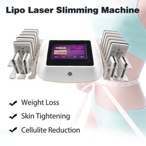 14 Lazer Pads Diode Lipolaser Celluliter Avlägsnande Fett Burning Lipo Laser Body Slimming Machine 650nm