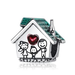 Passend für Pandora-Armbänder. 20 Stück Wish Red Christmas House Family Charms Perlen Silber Charms Perle für Frauen DIY europäischen Halskettenschmuck